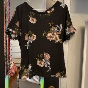 Black floral shirt